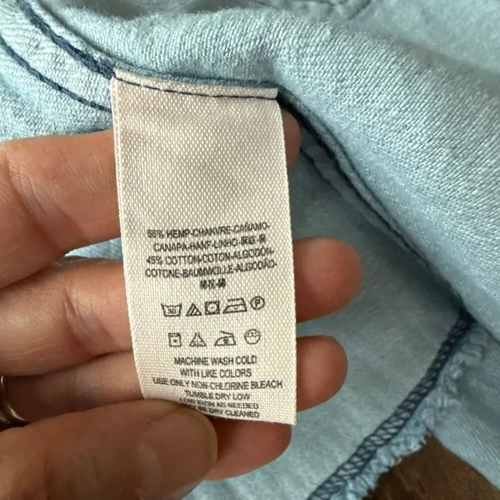 NWT Free People raw hem denim swing jacket womens size XS blue hooded hemp cotto - Picture 10 of 12